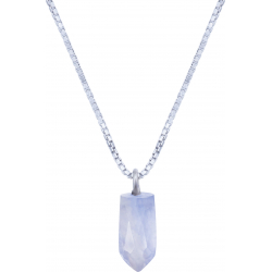 Collier en argent rhodié - blue lace agate - 6x12mm - 2,8g - 40cm