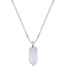 Collier en argent rhodié - pierre de lune - 6x12mm - 2,8g - 40cm