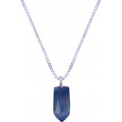 Collier en argent rhodié - lapis lazuli - 6x12mm - 2,8g - 40cm