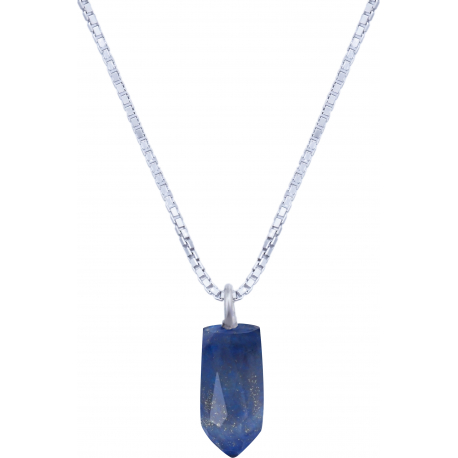 Collier en argent rhodié - lapis lazuli - 6x12mm - 2,8g - 40cm