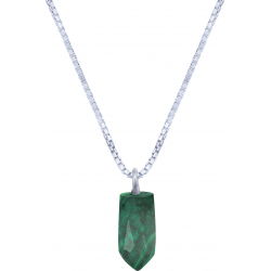 Collier en argent rhodié - malachite - 6x12mm - 2,8g - 40cm