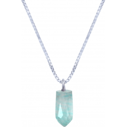 Collier en argent rhodié - amazonite - 6x12mm - 2,8g - 40cm