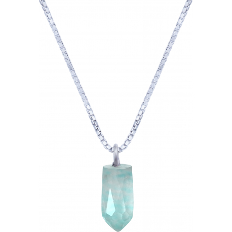 Collier en argent rhodié - amazonite - 6x12mm - 2,8g - 40cm