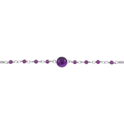 Bracelet argent rhodié -  Améthyste - 1,9g - 15+5cm