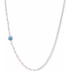 Collier argent rhodié -  Quartz rose - agate bleue - 3,3g - 40+5cm