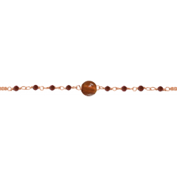 Bracelet argent rosé -  Grenat - Jade rouge - 1,9g - 15+5cm