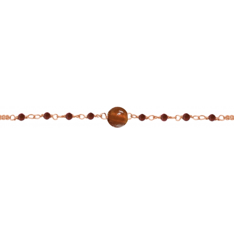 Bracelet argent rosé -  Grenat - Jade rouge - 1,9g - 15+5cm