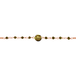 Bracelet argent rosé -  Oeil de tigre - spinel noir - 1,9g - 15+5cm