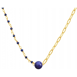 Collier argent doré -  Lapiz Lazuli  - 3,5g - 40+5cm