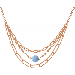 Collier argent rosé -  Agate bleue - 4,7g - 40+5cm