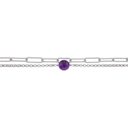 Bracelet argent rhodié -  Améthyste - 3,2g - 15+5cm