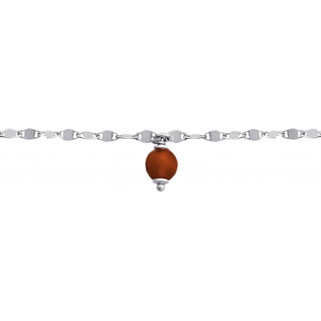 Bracelet argent rhodié -  
Agate rouge - 1,7g - 15+5cm