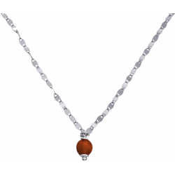 Collier argent rhodié -  
Agate rouge - 2,8g - 40+5cm