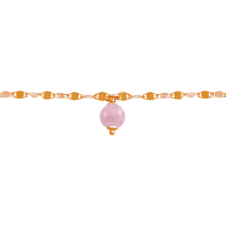 Bracelet argent rosé -  Quartz rose - 1,8g - 15+5cm