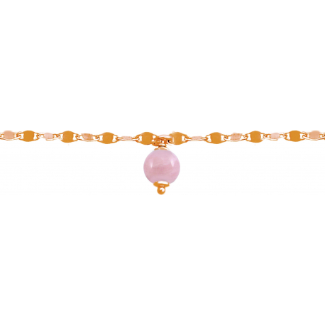 Bracelet argent rosé -  Quartz rose - 1,8g - 15+5cm