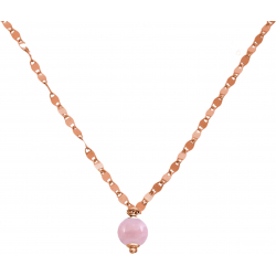 Collier argent rosé -  Quartz rose - 2,8g - 40+5cm