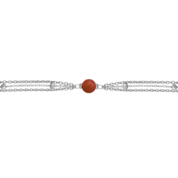 Bracelet argent rhodié -  
Agate rouge - 3,1g - 15+5cm
