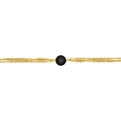 Bracelet argent doré -  Spinel noir - 3,1g - 15+5cm