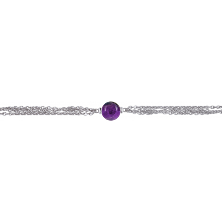 Bracelet argent rhodié -  Améthyste - 3,1g - 15+5cm