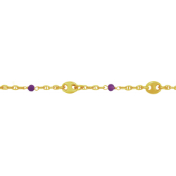 Bracelet argent doré - Améthyste - 3,2g - 15+5cm
