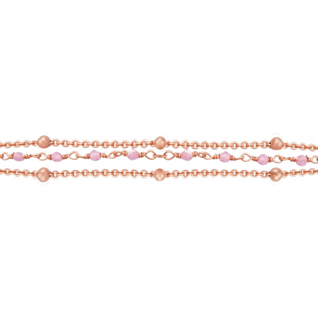 Bracelet argent rosé - Quartz rose - 2,8g - 15+5cm