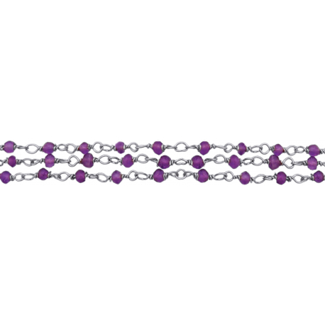 Bracelet argent rhodié - Améthyste - 3g - 15+5cm