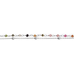 Bracelet argent rhodié - Tourmaline multicouleur - 2,2g - 15+5cm