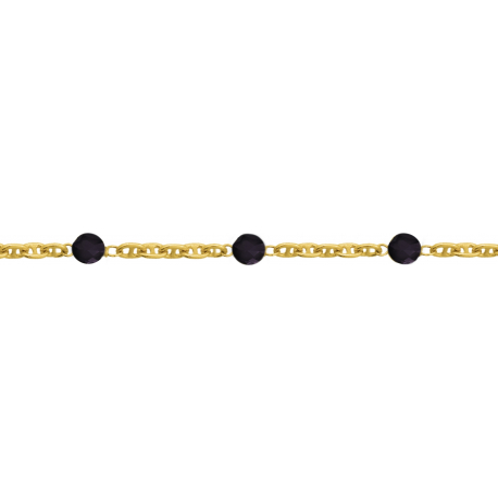 Bracelet argent doré -  Spinel noir - 3,5g - 15+5cm