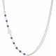 Collier argent rhodié -  Améthyste - 2,9g - 40+5cm