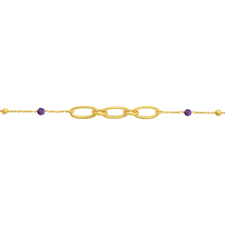 Bracelet argent doré - Améthyste - 2,2g - 15+5cm