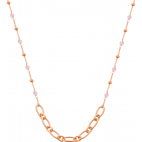 Collier argent rosé -  Quartz rose - 4,9g - 40+5cm