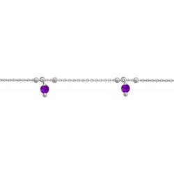 Bracelet argent rhodié - Améthyste - 1,6g - 15+5cm
