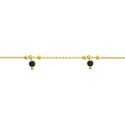 Bracelet argent doré - Spinel noir - 1,6g - 15+5cm