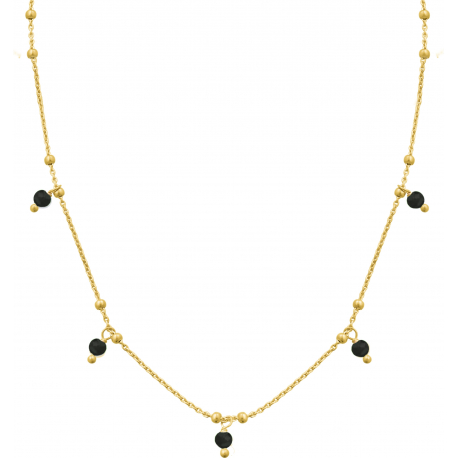 Collier argent doré - Spinel noir - 2,6g - 40+5cm