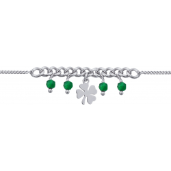 Bracelet argent rhodié - Jade vert - 2,2g - 15+5cm