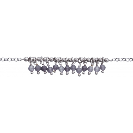 Bracelet argent rhodié -  Iolite - 3,6g - 15+5cm