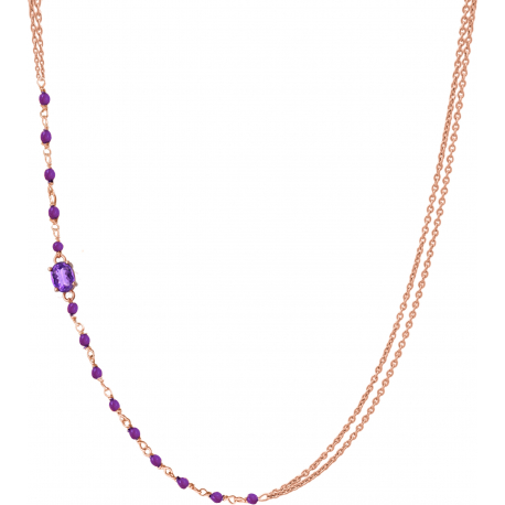 Collier argent rosé -  Améthyste - 3,4g - 40+5cm