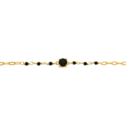 Bracelet argent doré - Onyx - 1,9g - 15+5cm