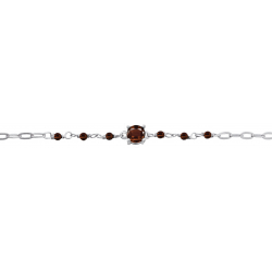 Bracelet argent rhodié -  Grenat - 1,9g - 15+5cm