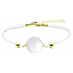 Bracelet nacre blanche, longueur 15+5cm diametre 18mm