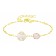 Bracelet nacre blanche et rose, quartz rose facettes, longueur 15+5cm