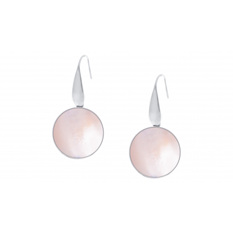 Boucles d'oreilles nacre rose D18mm