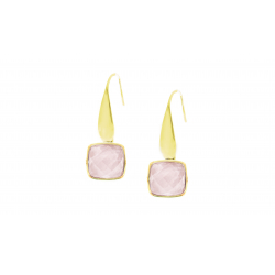 Boucles d'oreilles quartz rose facettes, 28mm