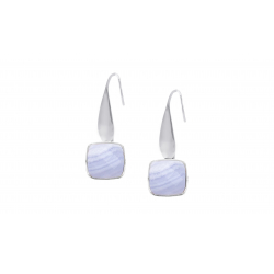 Boucles d'oreilles calcedony bleu facettes, 28mm