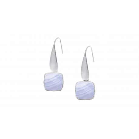 Boucles d'oreilles calcedony bleu facettes, 28mm