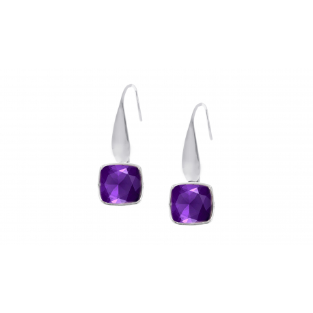 Boucles d'oreilles amethyste facettes, 28mm