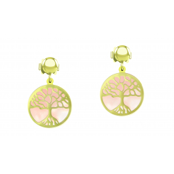 Boucles d'oreilles Arbre de vie nacre rose, 28mm