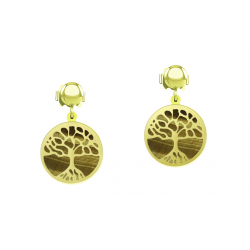 Boucles d'oreilles Arbre de vie oeil de tigre, 28mm