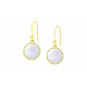 Boucles d'oreilles en acier doré - nacre blanche - rond 12mm