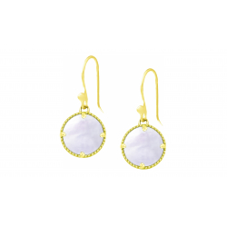 Boucles d'oreilles en acier doré - nacre blanche - rond 12mm